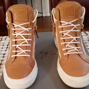 Tan Calfskin Leather Giuseppe Zanotti Sneakers